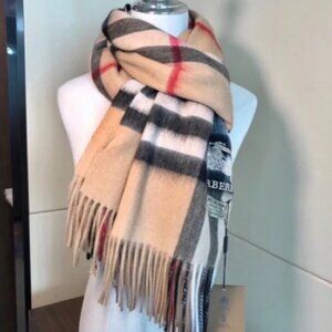 Burberry Classic Beige and Red Plaid Scarf